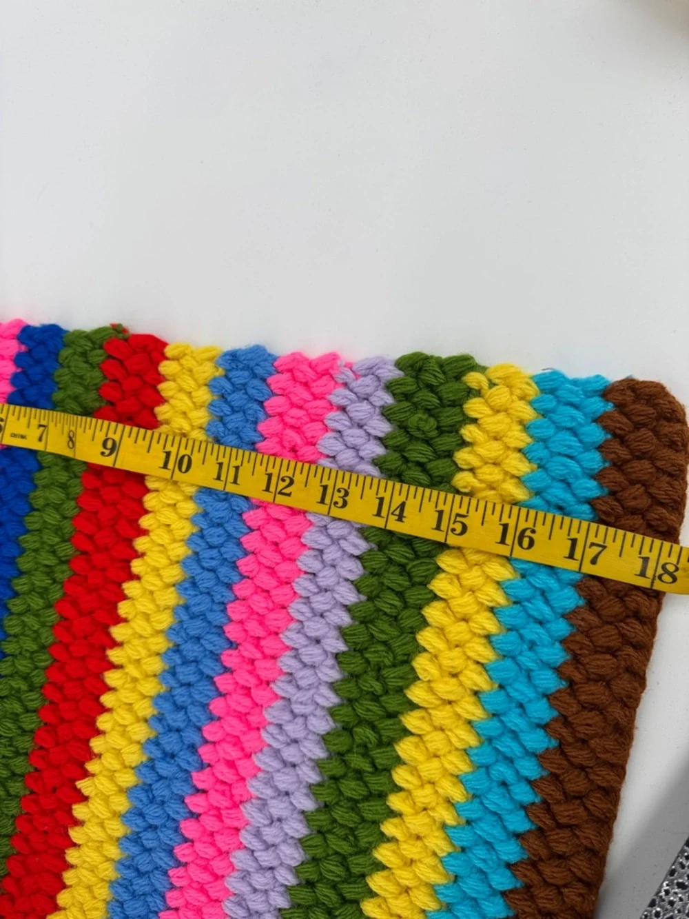 Handcrafted Colorful Striped Crochet Floormat/Rug Boho Retro Vintage Style
